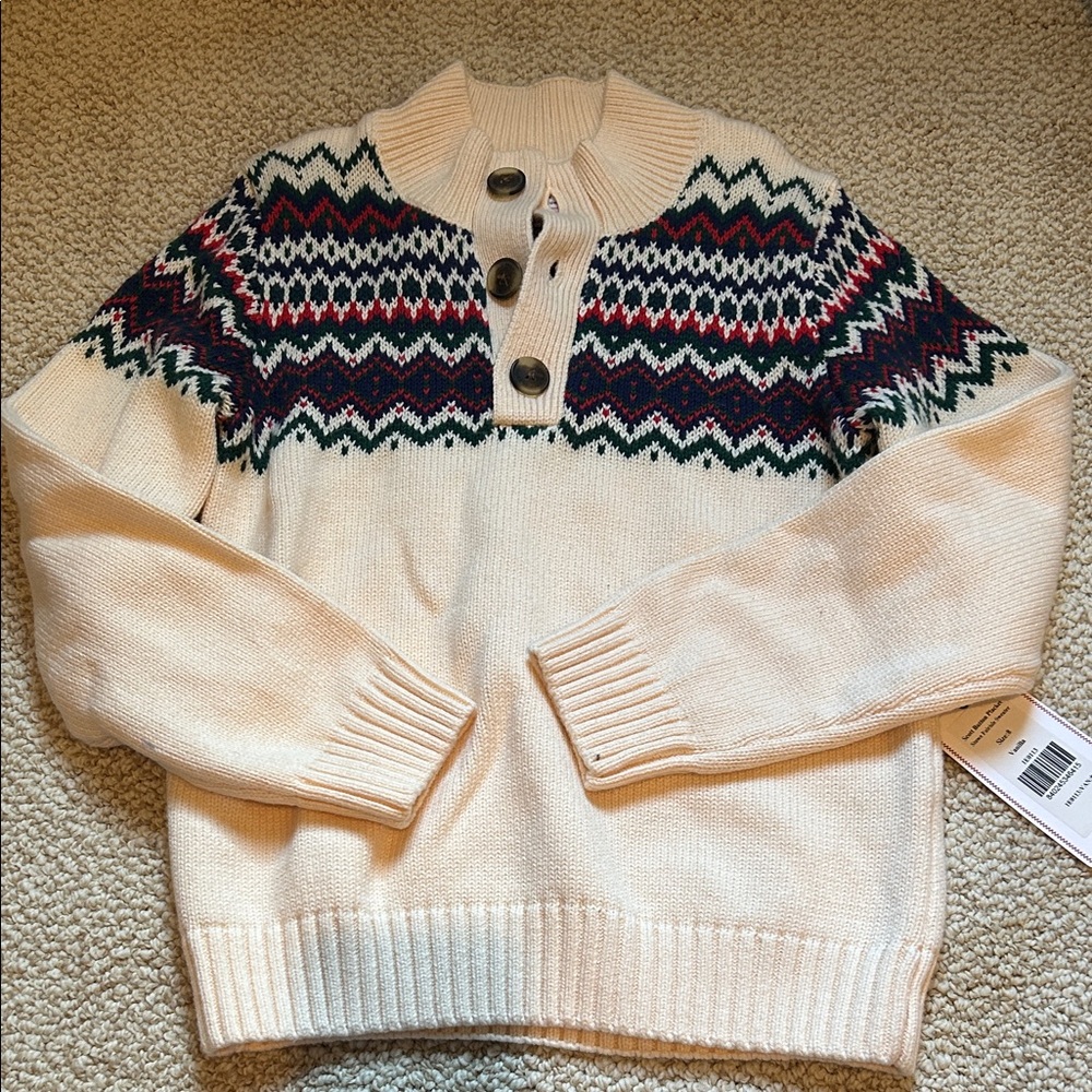 NWT Classic Prep Cream Fair Isle Sweater